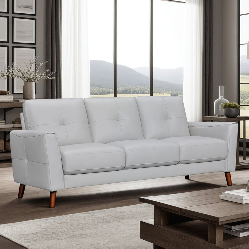 Almafi 82" Dove Gray Leather Sofa - Furniture City (CA)l