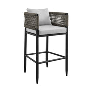 Alegria Outdoor Patio Counter Height Bar Stool in Aluminum with Gray Rope and Cushions - Furniture City (CA)l