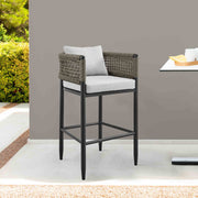 Alegria Outdoor Patio Bar Stool in Aluminum with Gray Rope and Cushions - Furniture City (CA)l