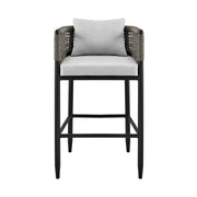 Alegria Outdoor Patio Bar Stool in Aluminum with Gray Rope and Cushions - Furniture City (CA)l