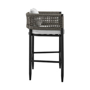 Alegria Outdoor Patio Bar Stool in Aluminum with Gray Rope and Cushions - Furniture City (CA)l