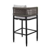 Alegria Outdoor Patio Bar Stool in Aluminum with Gray Rope and Cushions - Furniture City (CA)l