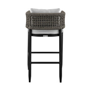 Alegria Outdoor Patio Bar Stool in Aluminum with Gray Rope and Cushions - Furniture City (CA)l