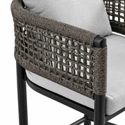 Alegria Outdoor Patio Bar Stool in Aluminum with Gray Rope and Cushions - Furniture City (CA)l