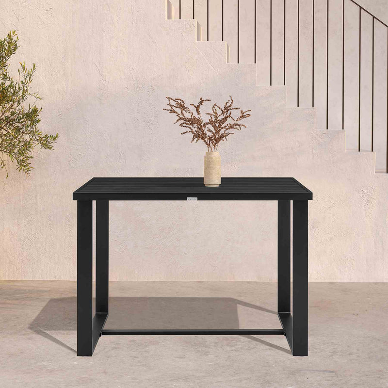 Alegria Outdoor Patio Counter Height Dining Table in Black Aluminum - Furniture City (CA)l