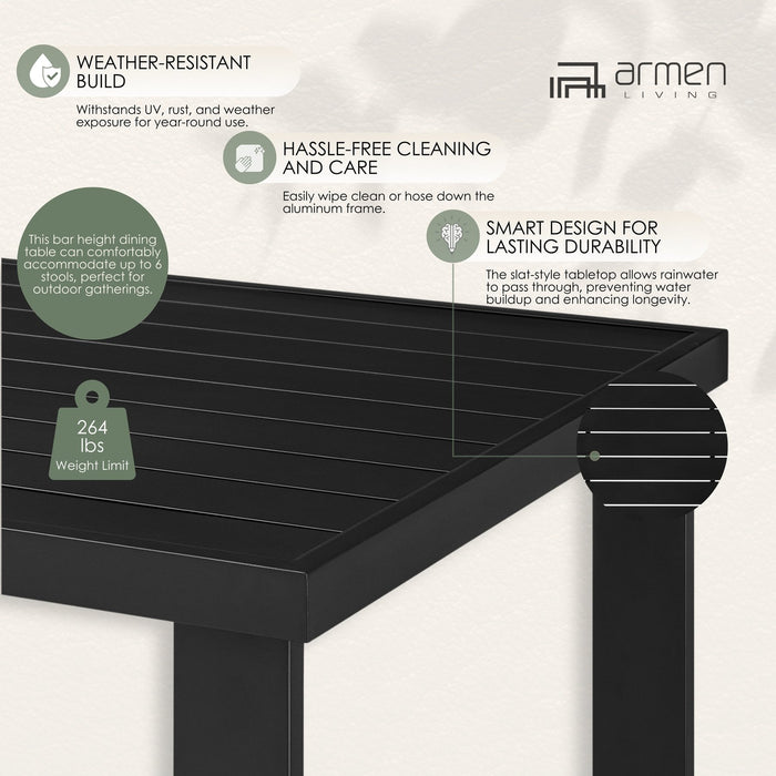 Alegria Outdoor Patio Bar Height Dining Table in Aluminum
