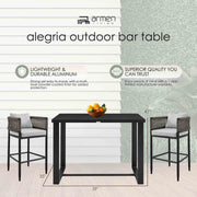 Alegria Outdoor Patio Bar Height Dining Table in Aluminum - Furniture City (CA)l