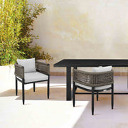 Alegria Outdoor Patio Dining Chair in Aluminum with Gray Rope and Cushions - Set of 2 - Furniture City (CA)l