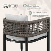 Alegria Outdoor Patio Dining Chair in Aluminum with Gray Rope and Cushions - Set of 2 - Furniture City (CA)l