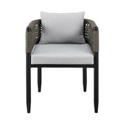 Alegria Outdoor Patio Dining Chair in Aluminum with Gray Rope and Cushions - Set of 2 - Furniture City (CA)l