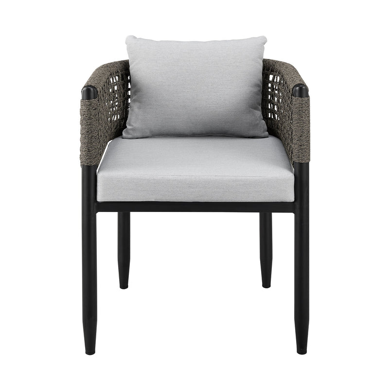 Alegria Outdoor Patio Dining Chair in Aluminum with Gray Rope and Cushions - Set of 2 - Furniture City (CA)l