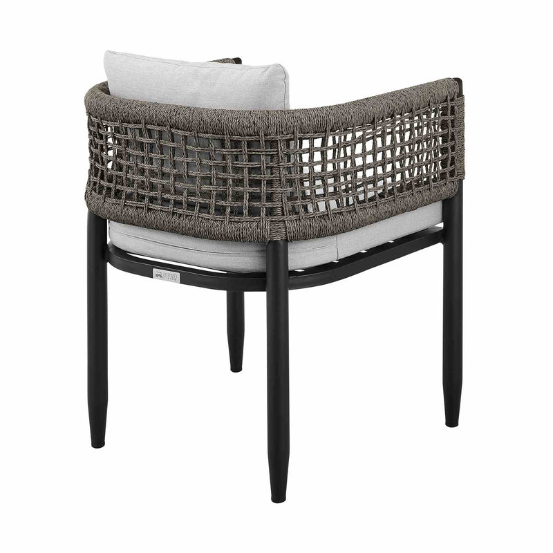 Alegria Outdoor Patio Dining Chair in Aluminum with Gray Rope and Cushions - Set of 2 - Furniture City (CA)l
