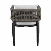 Alegria Outdoor Patio Dining Chair in Aluminum with Gray Rope and Cushions - Set of 2 - Furniture City (CA)l