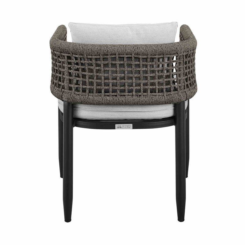 Alegria Outdoor Patio Dining Chair in Aluminum with Gray Rope and Cushions - Set of 2 - Furniture City (CA)l