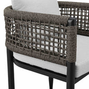 Alegria Outdoor Patio Dining Chair in Aluminum with Gray Rope and Cushions - Set of 2 - Furniture City (CA)l