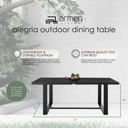 Alegria Outdoor Patio Dining Table in Aluminum - Furniture City (CA)l