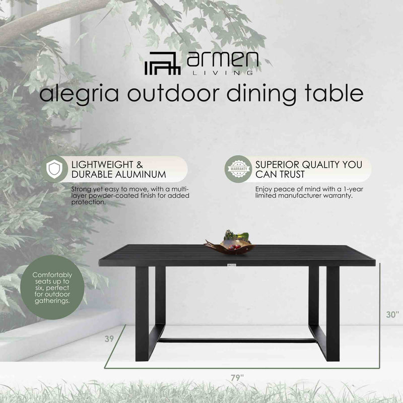 Alegria Outdoor Patio Dining Table in Aluminum - Furniture City (CA)l