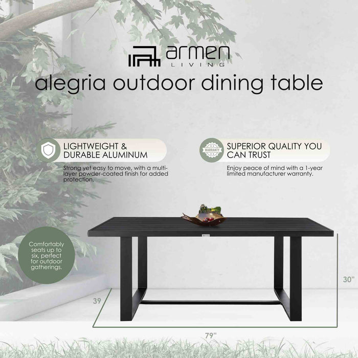 Alegria Outdoor Patio Dining Table in Aluminum
