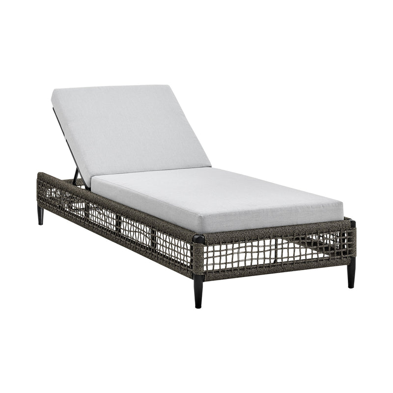 Alegria Outdoor Patio Adjustable Chaise Lounge Chair in Aluminum with Gray Rope and Cushions - Furniture City (CA)l