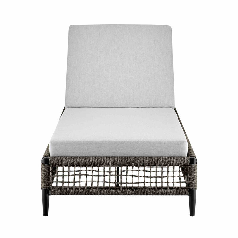 Alegria Outdoor Patio Adjustable Chaise Lounge Chair in Aluminum with Gray Rope and Cushions - Furniture City (CA)l