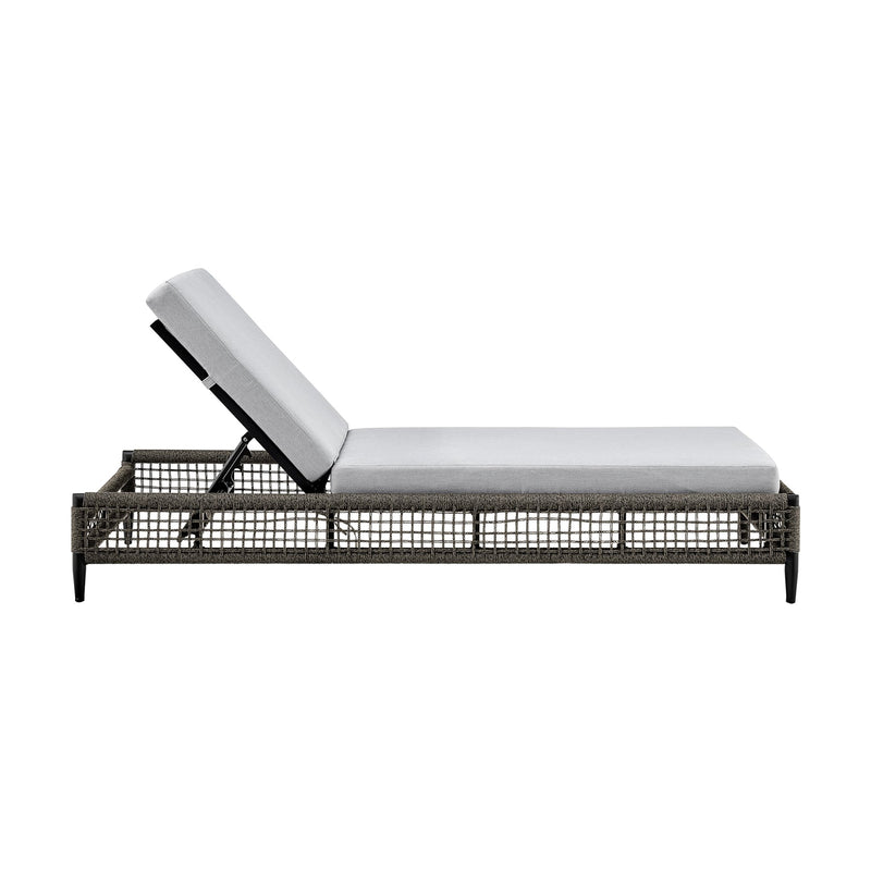 Alegria Outdoor Patio Adjustable Chaise Lounge Chair in Aluminum with Gray Rope and Cushions - Furniture City (CA)l