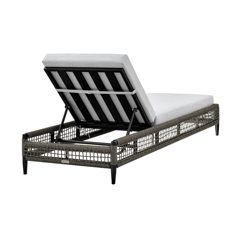 Alegria Outdoor Patio Adjustable Chaise Lounge Chair in Aluminum with Gray Rope and Cushions - Furniture City (CA)l