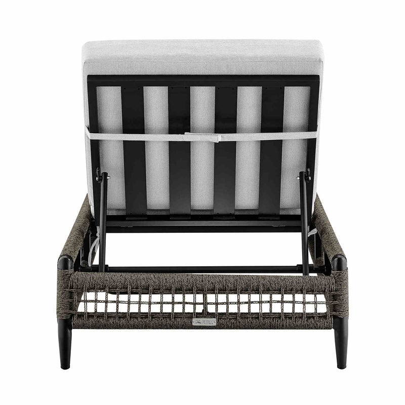Alegria Outdoor Patio Adjustable Chaise Lounge Chair in Aluminum with Gray Rope and Cushions - Furniture City (CA)l