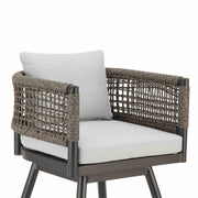 Alegria Outdoor Patio Swivel Counter Stool in Aluminum with Gray Rope and Light Gray Cushions - Furniture City (CA)l