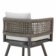 Alegria Outdoor Patio Swivel Counter Stool in Aluminum with Gray Rope and Light Gray Cushions - Furniture City (CA)l