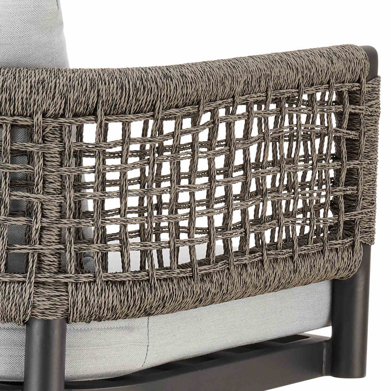 Alegria Outdoor Patio Swivel Counter Stool in Aluminum with Gray Rope and Light Gray Cushions - Furniture City (CA)l