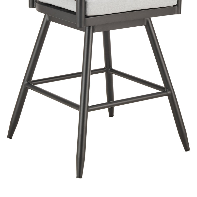 Alegria Outdoor Patio Swivel Counter Stool in Aluminum with Gray Rope and Light Gray Cushions - Furniture City (CA)l