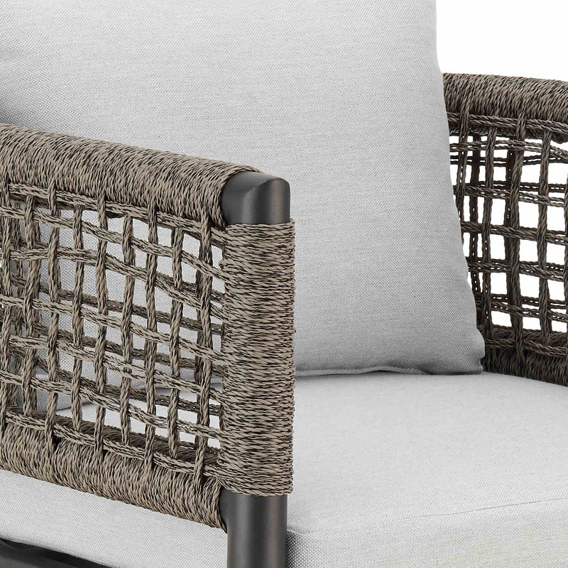 Alegria Outdoor Patio Swivel Bar Stool in Aluminum with Gray Rope and Light Gray Cushions - Furniture City (CA)l