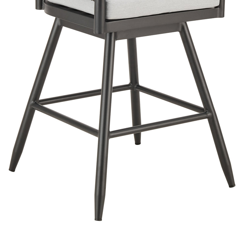 Alegria Outdoor Patio Swivel Bar Stool in Aluminum with Gray Rope and Light Gray Cushions - Furniture City (CA)l