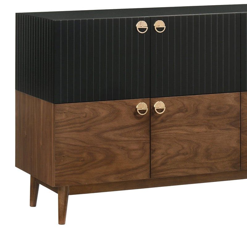 Amigo Black Veneer and Walnut Wood Buffet - Furniture City (CA)l