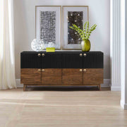 Amigo Black Veneer and Walnut Wood Buffet - Furniture City (CA)l