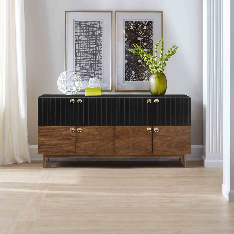 Amigo Black Veneer and Walnut Wood Buffet - Furniture City (CA)l