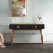 Amigo Black Veneer and Walnut Wood Console Table - Furniture City (CA)l