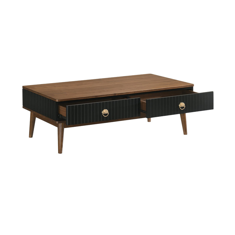 Amigo Black Veneer and Walnut Wood Coffee Table - Furniture City (CA)l