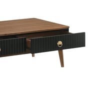 Amigo Black Veneer and Walnut Wood Coffee Table - Furniture City (CA)l