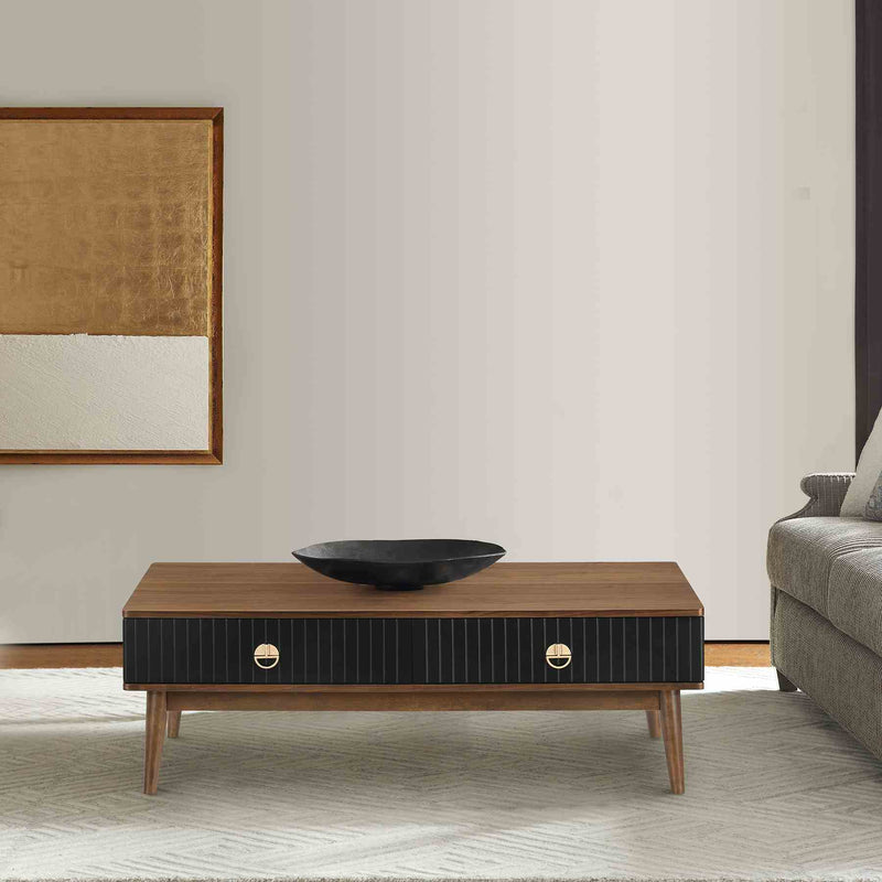Amigo Black Veneer and Walnut Wood Coffee Table - Furniture City (CA)l