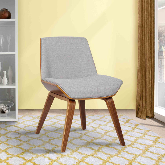 Agi Mid-Century Dining Chair in Walnut Wood and Gray Fabric