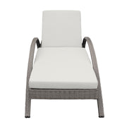Aloha Adjustable Patio Outdoor Chaise Lounge Chair in Gray Wicker and Cushions - Furniture City (CA)l