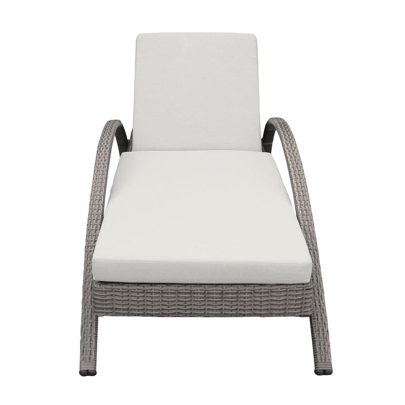 Aloha Adjustable Patio Outdoor Chaise Lounge Chair in Gray Wicker and Cushions - Furniture City (CA)l