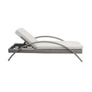 Aloha Adjustable Patio Outdoor Chaise Lounge Chair in Gray Wicker and Cushions - Furniture City (CA)l