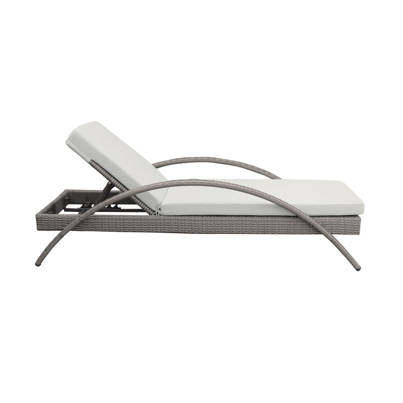 Aloha Adjustable Patio Outdoor Chaise Lounge Chair in Gray Wicker and Cushions - Furniture City (CA)l