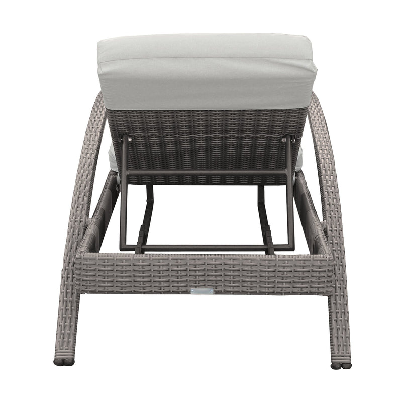 Aloha Adjustable Patio Outdoor Chaise Lounge Chair in Gray Wicker and Cushions - Furniture City (CA)l
