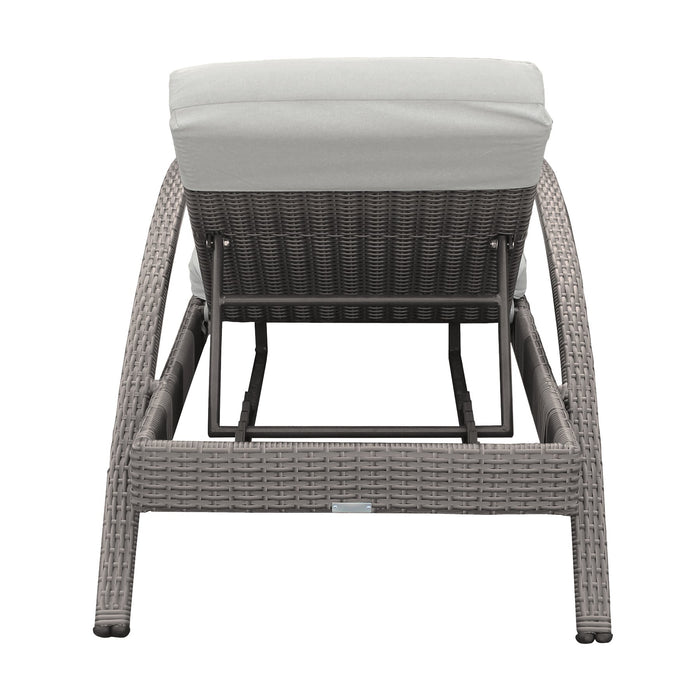 Aloha Adjustable Patio Outdoor Chaise Lounge Chair in Gray Wicker and Cushions