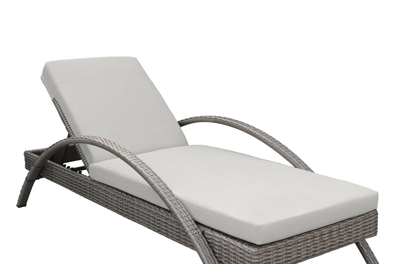 Aloha Adjustable Patio Outdoor Chaise Lounge Chair in Gray Wicker and Cushions - Furniture City (CA)l