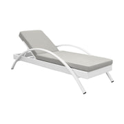 Aloha Adjustable Patio Outdoor Chaise Lounge Chair in White Wicker and Gray Cushions - Furniture City (CA)l