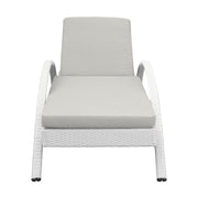 Aloha Adjustable Patio Outdoor Chaise Lounge Chair in White Wicker and Gray Cushions - Furniture City (CA)l